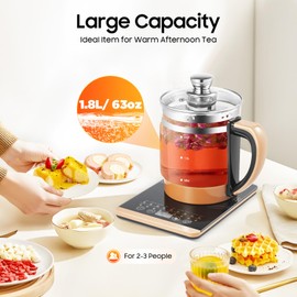 1.8 L Electric Glass Kettle Multifunctional Electric Kettles for Boiling Water,Electric Kettle Temperature Control Electric Kettle with Tea Infuse,18 Smart Menu Tea Maker,BPA-FREE&Boil-Dry Protection