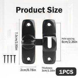 1PCS 90/180 Degree Flip Door Latch, Zinc Alloy Right Angle Barn Door Gate Latches Lock Door Lock Latch Hardware Black Flip Barn Door Locks for Barn Garden Bathroom Outdoor Garage Window Etc