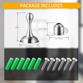 TOPTAKE Door Stoppers - Versatile and Durable Stainless Steel Door Stopper with Robust Magnetic Catch - Security Door Stopper, Holder & Jam, Ideal for All Surfaces (2, Silver -2 Pack)