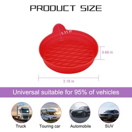 HZEL 4PCS Car Cup Holder Coasters, Silicone Non-Slip Recessed Vehicle Drink Cup Mat, Soft Wave Pattern Automotive Interior Insert Coaster Decor Accessories, Universal for SUV, Sedan, Truck (Red)