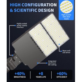 300W LED Shoe Box Light with US Stock Aluminum Construction High Brightness Work Lamp 130LM/W Energy Efficient for Parking LotLamp Power(W): 300