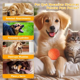 Pelota de Juguete para Perros Pequeos y Medianos, Bola Interactiva para Perro, Goma No Txica Duradera, con Chirriador e Ideal para Limpiar los...     