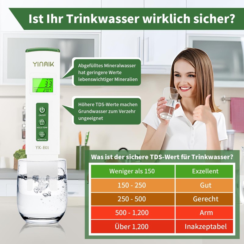YINMIK Digital EC Meter Accurate TDS EC Tester with Thermometer