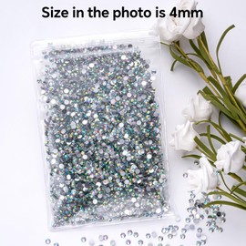 Crystal AB Rhinestones Bulk, 5000PCS Flat Back Round Jelly AB Rhinestones Non-Hotfix Crystal Gems Wholesale for Crafts Makeup Nails Face Tumblers Clothes Shoes Handmade Decoration 4mm
