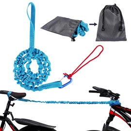 URAQT Tow Rope Bicycle Children, 3 Metre Tow Rope Children Self-Retracting Load Capacity 500 lbs Elastic Recovery Tow Strap Tow Strap for Children Bicycle MTB or Mountain Bike Blue