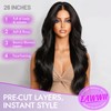 Eawwii Black 13×4 Lace Front Glueless Wigs for Women， Synthetic