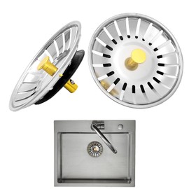 Stainless Steel Sink Strainer Plug, 2 Pcs Kitchen Sink Plug, Kitchen Sink Strainer, Hole Diameter Openings: 78mm, Drain Filter and Plug for Home Kitchens, Apartments, RVs, and Busy Households