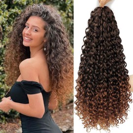 GoGo Curl Crochet Hair14Inch 6Packs Curly Crochet Braiding Hair Water Wave Crotchet Hair for Black Women (14 Inch (Pack of 6), 1B/30#)