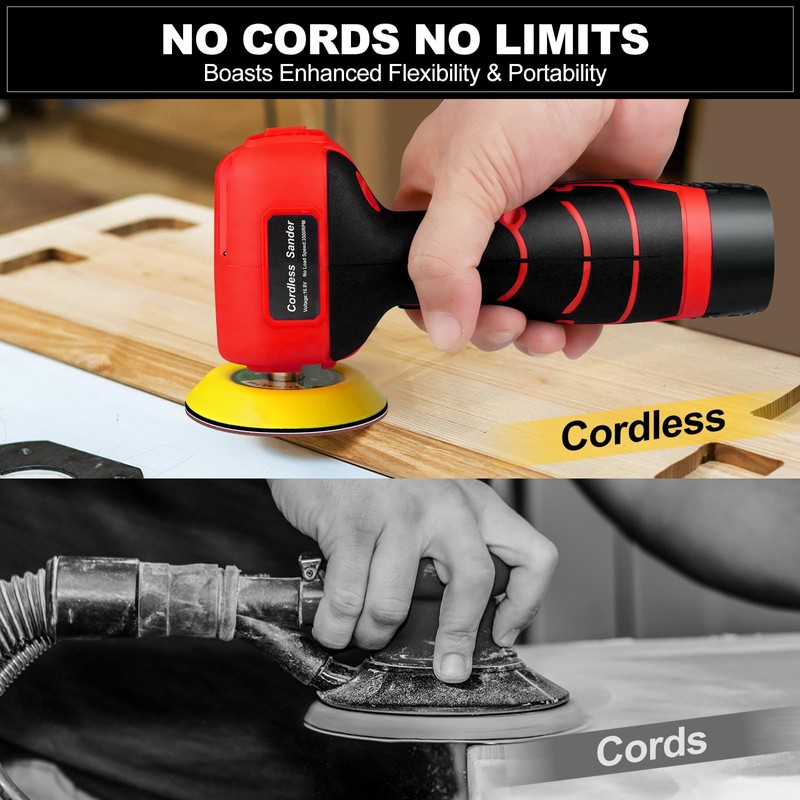 Cordless Sander, 3" Palm Sander with 2Pcs 16.8V 3.0Ah Batteries,