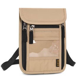 Croogo Pocketbooks Crossbody Purses Purse Travel Passport Holder Neck Neck Wallet with Blocking Travel Neck Pouch,Khaki-HZB01