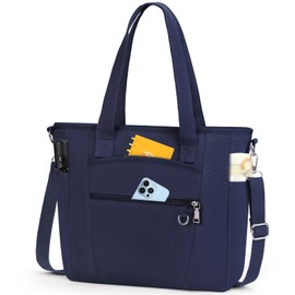 Canvas Tote Bag for Women with Zipper Compartment Water Resistant Crossbody Shoulder Bag for 15.6" Laptop Large Handbags Work Beach Travel, Navy