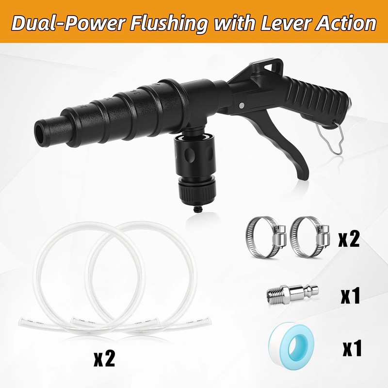 Coolant Flush Gun, heater core flush kit with Lever Action