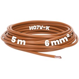Kalitec 5 Metres H07V-K 6 mm² Brown Wiring Cable I Flexible Wire 6 mm2 I Fine-Strand Wiring I Single Wire Cable for Control Cabinet I Switch Wire