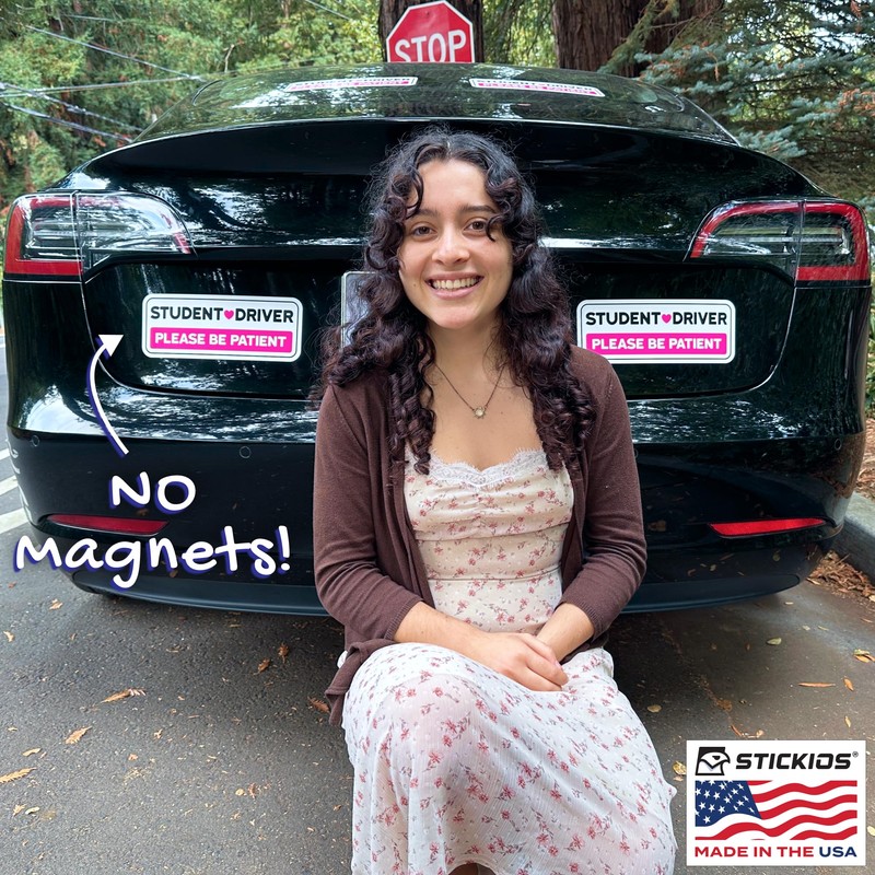Stickios Non-Magnetic Student Driver Stickers - Removable Student Driver Decals
