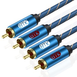 EMK 2RCA Cable, 2RCA Cable RCA Phono Plug 2 RCA Male to 2 RCA Aluminum Shell Phono to 2rca Cord RCA Audio Cable for HDTV, Speaker, Gaming Consoles, Hi-Fi Systems (1.5m)