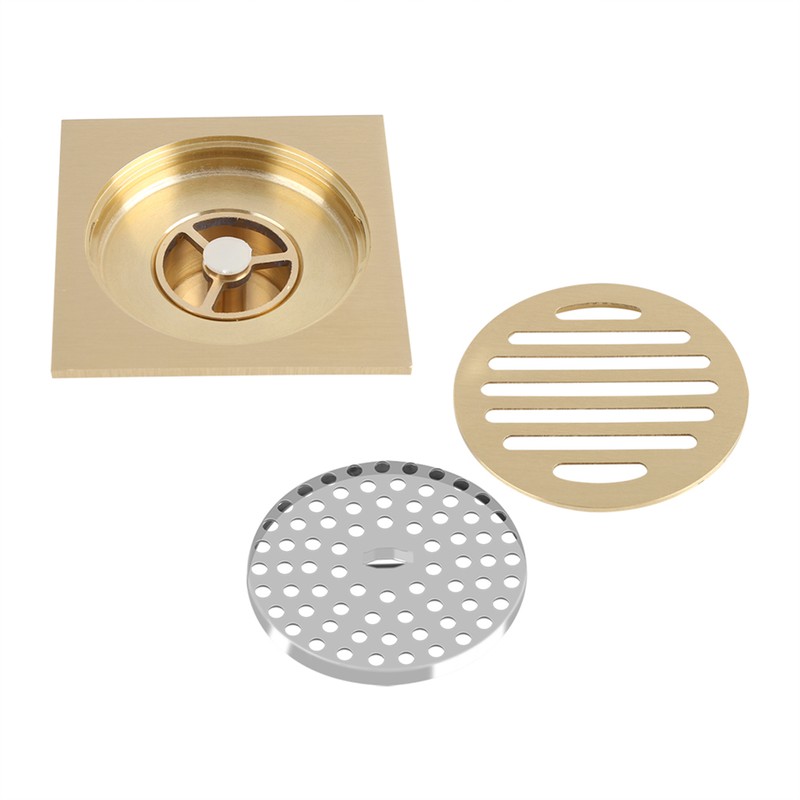 Square Floor Drain Bathroom Shower Waste Grate Brass Constructed Strainer