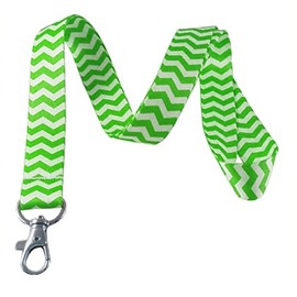 Lime Green Chevron Lanyard Key Chain Id Badge Holder