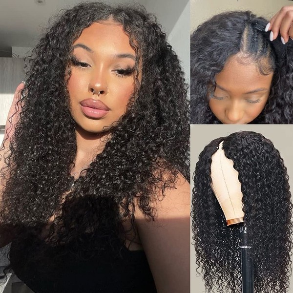 Real Hair Wig, Kinky Curly Human Hair Wigs for Women, 180% Density, V Part Human Hair Wig, Real Curly Human Hair, Curly Wigs, Human Hair, Brazilian Wigs, Human Hair, 18 Inches