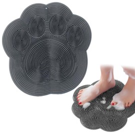 Shower Foot Scrubber Mat, Foot Massage Mat with Non-Slip Design, TPE Material for Elderly and Athletes, 30x30cm Grey
