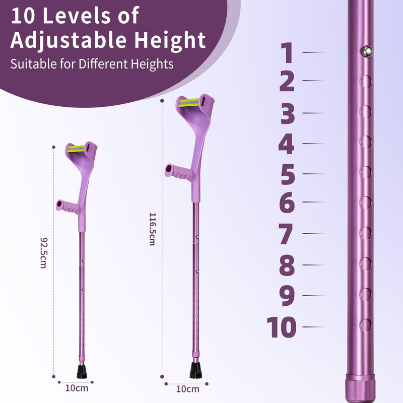 Foldable Forearm Crutches for Adults, 10 Levels Adjustable Height Lightweight