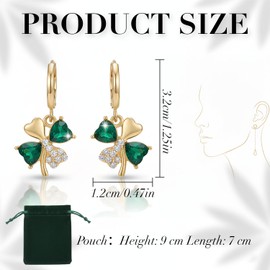 St Patricks Day Earrings for Women Irish Holiday Shamrock Clover Green Heart Hoop Earrings St. Patrick's Day Accessories Lucky Four Leaf Dangle Earring Decorations Good Luck Jewelry Gift