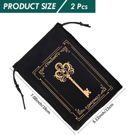 CREATCABIN 2Pcs Velvet Storage Bag Tarot Cards Bags Pouches Drawstrings Bags Tarot Cards Dice Deck Holder Pouches Key Tarot Jewelry Wrap Bags for Crystals Dices Witchcraft Divination Supplies 5x6Inch