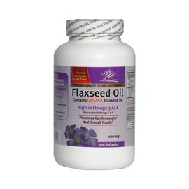 Organic Flaxseed Oil 1000 mg 200 Counts High in Omega 3 ALA