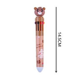 Multicoloured Pens, Multicoloured Ballpoint Pen, Retractable Ballpoint Pen, 4 Pack, 10-in-1 Roller Ball Colour Ballpoint Pen for Office School Supplies, Students, Children, Gift, Cute Cartoon Bear