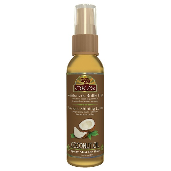 OKAY | Coconut Oil Spray Mist | For All Skin & Hair Types & Textures | Revive Damaged Brittle Hair | With Natural UV Protectants | Free of Parabens | 2 oz