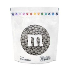 M&M’S WORLD Silver Milk Chocolate Candy Bulk - 5lbs Resealable Pack for Party Favors, Candy Bars, Weddings, Graduations, Birthday Parties, Party Favors, and More