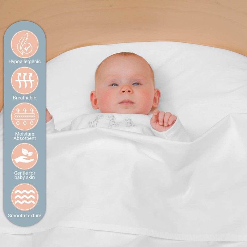 Pizuna Cotton Flat Crib Sheet Baby 70 X 100cm White,