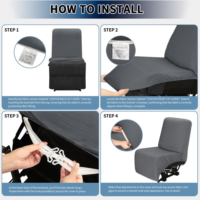 PureFit Additional Seat Cover for Reclining Couch Covers, Super Stretch