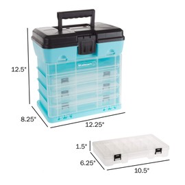 Stalwart - 75-ST6089 Storage and Tool Box-Durable Organizer Utility Box-4 Drawers, 19 Compartments Each for Hardware, Fish Tackle, Beads, and More by (Light Blue) Light Blue