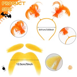 zsccxq 5 Pcs Orange Accessories Costume Set T Shirt Tutu Skirt Headband Mustache Eyebrows Set for Girls Cosplay Party Favor (100cm)