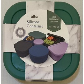 ALTA Silicone Food Grade Food Container Square Shaped Leak Proof Green w Lid NEW