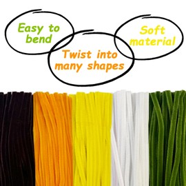 URSDIART Pipe Cleaners Craft, Sunflower Color Set, 5 Colors 500pcs Thick & Durable Chenille Stems Fuzzy Sticks Craft Supplies Pipe Cleaners for DIY Art and Craft Creative Gift Party Decorations