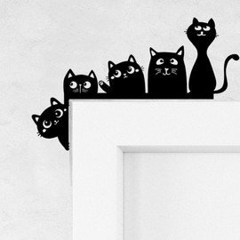 Metal Adorable Cat Door Topper,Cat Corner Door Over The Door Decor, Door Topper Decor,Adorable and Multi-Functional Decor Ideal for Door and Window Decorative Signs & Plaques Ornament (Curious cat)