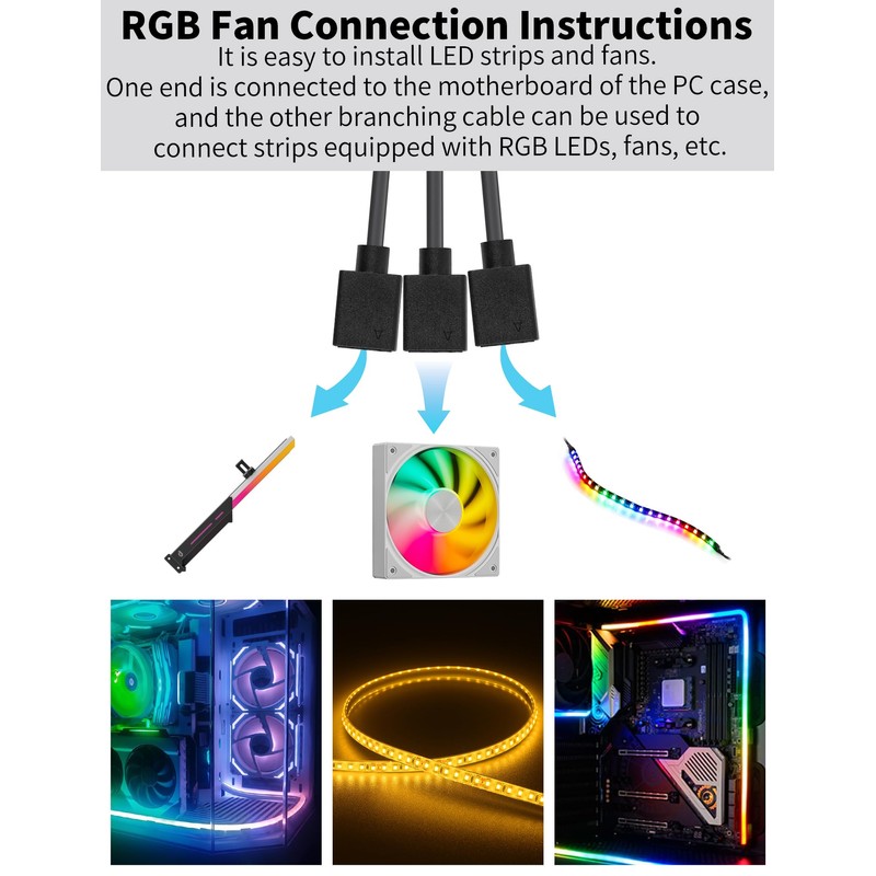 upHere ARGB Splitter Cable, 5V 3 Pin Addressable RGB Extension