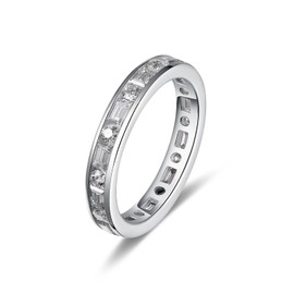 Large Sterling Silver Rings Imitation Diamond Moissanite Eternity Ring for Men Size 11