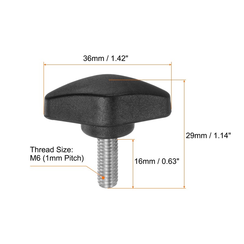 QUARKZMAN Pack of 4 Thumb Screws M6 x 16 mm