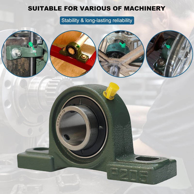 Tonmp 4 Pack UCP205-16 Pillow Block Mounted Ball Bearing -