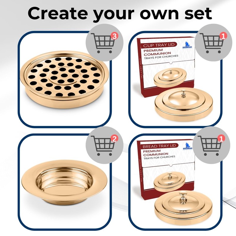 Steadfast Selections - (Bread Tray) Premium Gold Communion Trays for