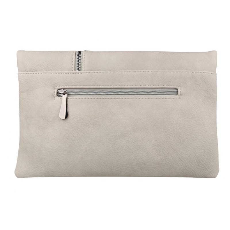 Girly HandBags Zipper Flap Clutch Bag -- Grey