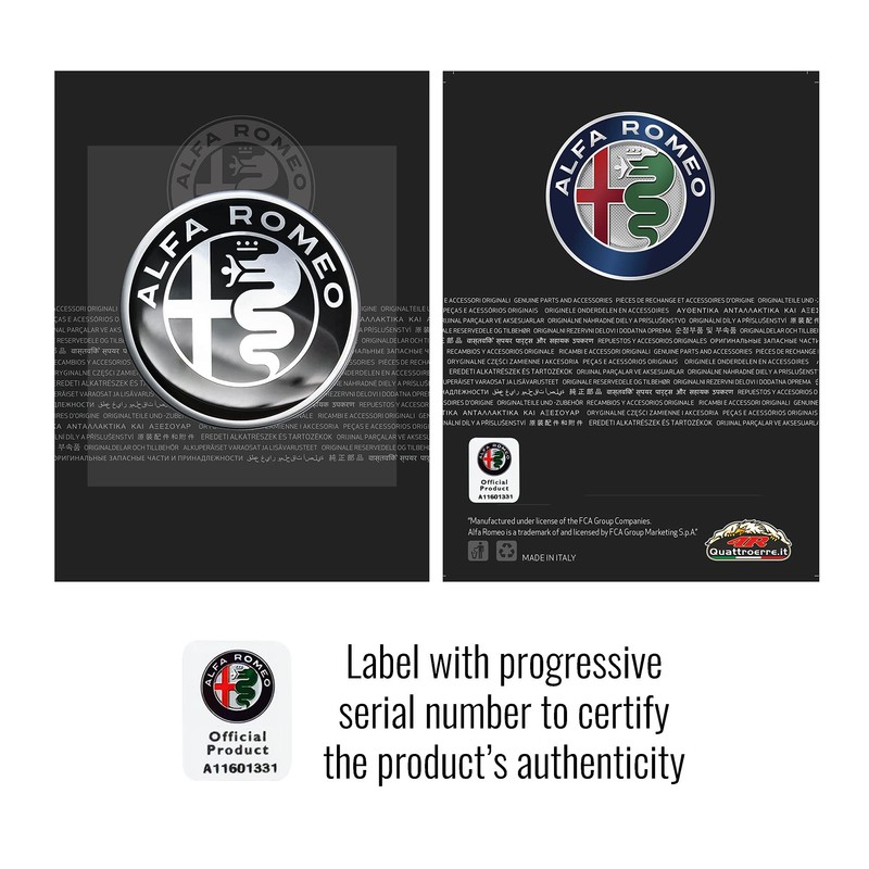 4R Quattroerre.it 3D Sticker Alfa Romeo Logo, Black and White,