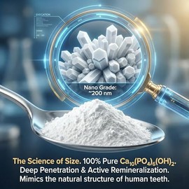 Nano Hydroxyapatite Powder for Teeth (50g / 1.76 oz) - Deep Penetration Enamel Remineralization & Sensitivity Care, 100% Pure Fluoride-Free DIY Toothp