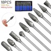 Toolzia 10-Piece Tungsten Carbide Rotary Burr Set