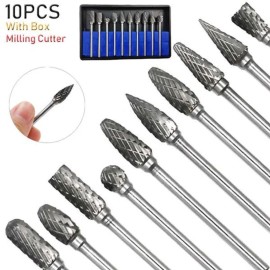 Toolzia 10-Piece Tungsten Carbide Rotary Burr Set