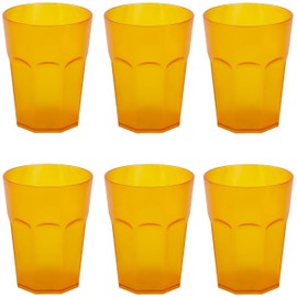ENGELLAND 6 x Plastic Cups Drinking Cups Party Cups Plastic Drinking Glasses Reusable Cocktail Cups Orange 0.4 L