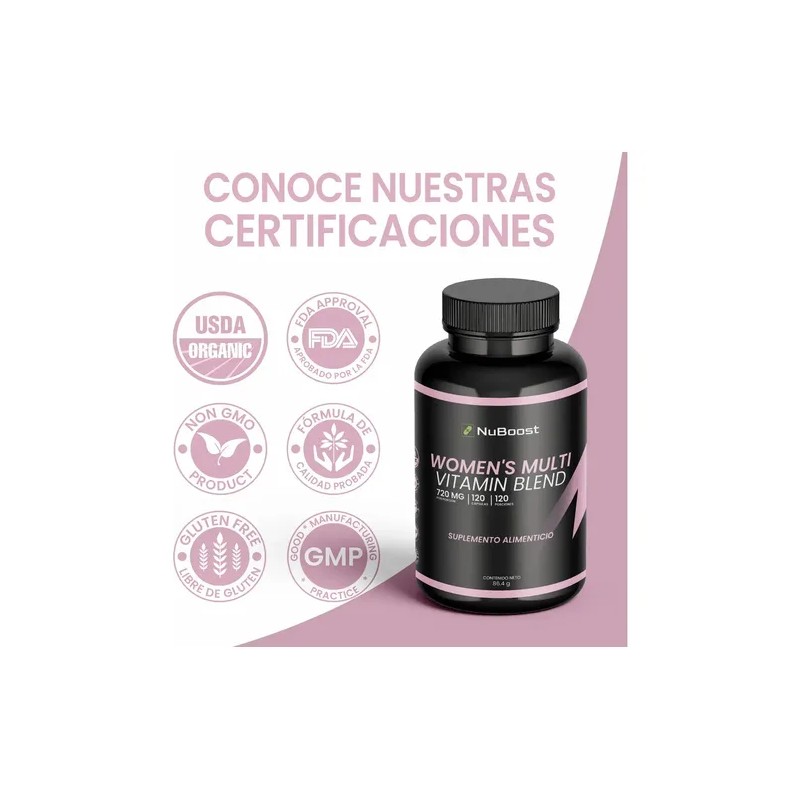 Multivitamínico Mujer 120 Cápsulas Nuboost Vitaminas Sabor Sin sabor