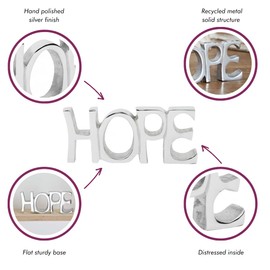 Paper High Recycled Metal 'HOPE' Sign - 19cm x 8.5cm - Fair Trade & Handmade - Home Decor - House Decoration for Living Room - Ornaments for Living Room Modern